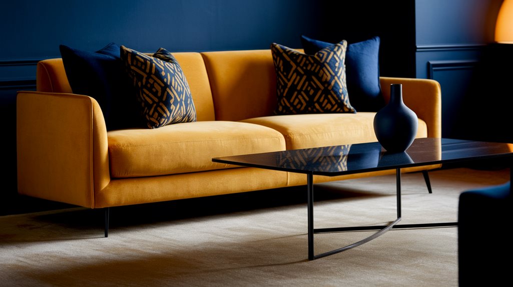 elegancja musztardowa i granatowa